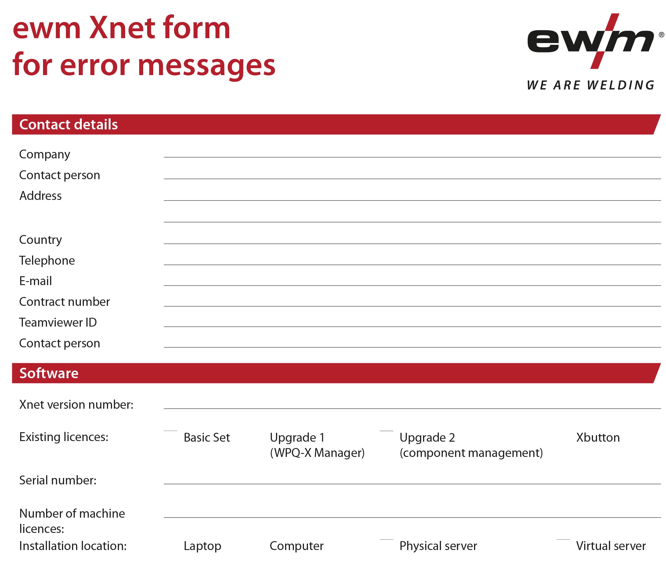 DE ewm Xnet error message
